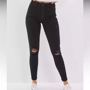 American Eagle High Waisted Skinny Jeans in Black Size 4